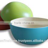 Round Colored Lacquer Bamboo Salad Bowl thumbnail-2