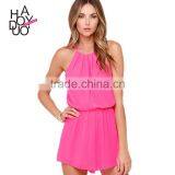 HAODUOYI Women Slim Sleeveless Short Jumpsuits Chiffon Straps Playsuits Rompers thumbnail-1