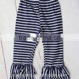 White And Black Stripe Popular Design Toddlers Leggings Wholesale Icing Pants Ruffle Pants For Girls thumbnail-2