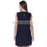 2016 Designer One Piece Sleeveless Simple Women Denim Dress thumbnail-2
