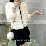 2016 New Genuine Rabbit Fur Coat Fashion Women Short Knitted Slim Coat Jacket Elegant Winter Warm Fur Rabbit Coats thumbnail-2