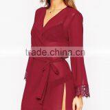 Sexy Fashion Semitransparent Chiffon Fabric Lace Cuff Robe for Lady thumbnail-4