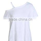 Ladies High Quality Rayon Cotton One-shoulder t Shirt Factory thumbnail-2