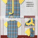 Short Sleeve Checked Mandarin Collar Kids Shirt Children Shirt Clothes for Boys and Girls thumbnail-1