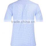 2017 New Light Blue Checks Men's Short Sleeve Shirt Wholesale thumbnail-3