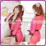 Lace at Three Transparent Lingerie and Sexy Lingerie Women's Big Yards Mei Red Transparent Bathrobe The New