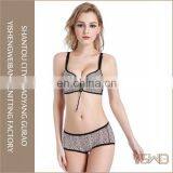 Breathable comfortable cotton gray leopard print women bra set