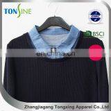 Women's Long Sleeve Top With Denim Neckline thumbnail-3