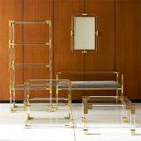 Popular Stainless Steel Corner File Cabinet Lucite Bookshelf Glass Top Kitchen Cabinet thumbnail-1