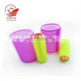 colorful design plastic and hook and loop hair roller for girls beauty up