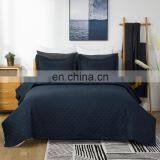 Plain Dyed Twin Queen King Size 3 Pcs 100% Polyester Home Bedding Ultrasonic Quilt Bedspread Set thumbnail-7