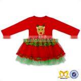 Christmas Latest Western Dress Patterns For Girls Cute Long Sleeve White Dot Green Bow Fashen Socks And Snowman Red Dress Kids thumbnail-3