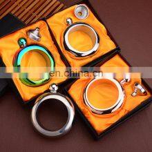 Metal Whisky Stainless Steel Round 100ml Eco Friendly 3.5oz Liquor Bracelet Lighter Womens Ladies Hip Flask