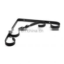 Stable flower pattern black iron wall mounted shelf bracket for corner