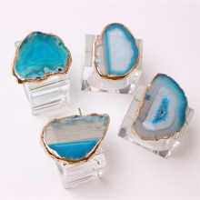 Acrylic Napkin Ring Thankful Wedding With Natural Blue Agate Slice thumbnail-1