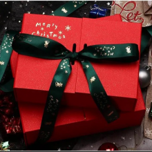 Ribbon High-end Christmas Gift Box Factory Can Customize Size Carton Red Black Ribbon thumbnail-2