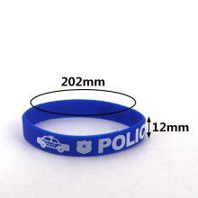 Hot Selling Blue Silicone Wristband POLICE Kids Print Bracelet for Sport Activity Manufacture in Stock for Event Use thumbnail-4