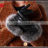 High Quality Ladies Fur Touch Screen Sheepskin Leather Gloves thumbnail-4