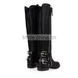 Newest Fashion Ladies Double Zippers Fall Winter Real Leather Knee Flat Heel Long Boot Women Over Knee High Boot thumbnail-4