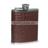 Stainless Steel Birthday Gift Leather Cover Wine Hip Flask
