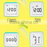 Best Teenager Home Promotional Gift OEM Multi-function Smart Digital Rotation Control Auto Light LCD Bedside Alarm Table Clock thumbnail-6