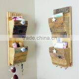 2 Bin Rustic Wall Mounted Wooden Mail Organizer With Design Options