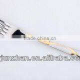 Stainless Steel Golden Table Fork With Mirror Polishing + Sand Blast+ Golden Plated