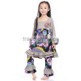 Wholesale Clothes High Quality Cotton Girls Ruffle Pant Set thumbnail-3
