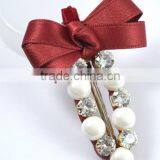 Fashion Crystal Pearl Ribbon Hair Bow Alligator Hair Clips Hair Accessory thumbnail-2