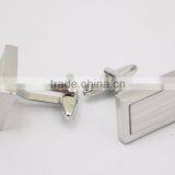 Two Tone Blank Rectangle Silver Cufflinks For Mens thumbnail-3