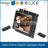 7"open frame lcd monitor with sd card, frameless built in media player widescreen tft lcd monitor, flush mount mini lcd player