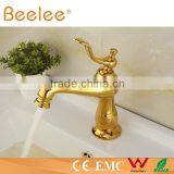 2015 Low Arc Gold Palted Single Lever Handle Basin Faucet QL14027G thumbnail-1