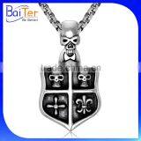 Custom Vintage Stainless Steel Mens Spider Shield Dog Tag Pendant Necklace Wholesale thumbnail-4