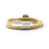 2015 Fashion New Attractive Square Diamond Charm Double Wraps Genuine Sheep Skin Stitched Leather Bracelets for Women thumbnail-2