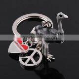 Custom Mini Ostrich Hard Pvc Zine Alloy Lover Key Ring