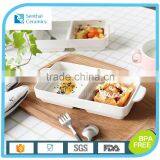 Porcelain Wholesale Rectangle Divided Ramekin Bowl With Handles for Home Use thumbnail-1