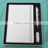 2016 hot customized luxury gift notebook with metal pen and logo for adverting