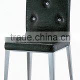 Simple Design Crystal Modern Stainless Steel Leg Dining Chair Alligator Grain Restaurant Chair thumbnail-1