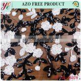 Black and White Small Flowers in Organza and Sequin Lace Fabric Embroidery for Garment thumbnail-4