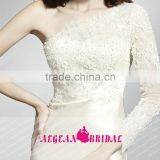 HT66 Sexy One Shoulder Scoop Neck Beaded Bust Dresses For Prom Long Sleeve Floor Length Mermaid Vestidos De Graduacion thumbnail-4