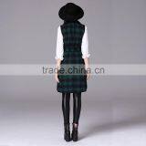 Woman Autumn Woven Vest Dress Female Big Plaid Sleeveless Wind Coat Femme Manteau 2016 thumbnail-4