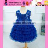 Fashion Handmade Paillette Lace Wedding Dress Custom Sleeveless Layered Dress Kids Girls Party Dress Design thumbnail-1