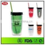 16oz Reusable Double Wall Bpa Free Plastic Tumbler With Straw thumbnail-3