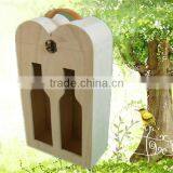 Natural Unfinished Decorative 2 Bottle Wooden Wine Gift Box Wholesale thumbnail-1