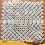 White Carrara Fish Scale Mosaic With Mesh Mounted Mosaic Tiles thumbnail-2