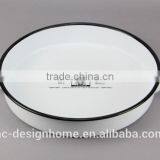 ROUND ENAMEL IRON TRAY W/EARS thumbnail-1