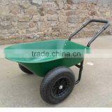 5 Cubic Feet Green Poly Tray Garden Wheelbarrow With 2-wheels thumbnail-1