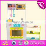 2017 New Design Funny Kids Wooden Kitchen Play Set With Shelf W10C270 thumbnail-2