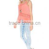 Lace Panel Gauze Tank Top Wholesale Designer Clothing thumbnail-4