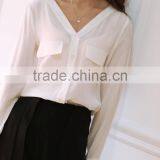SZXX Tops Fashion Womens Lady White Wide Collar Casual Blouse thumbnail-2
